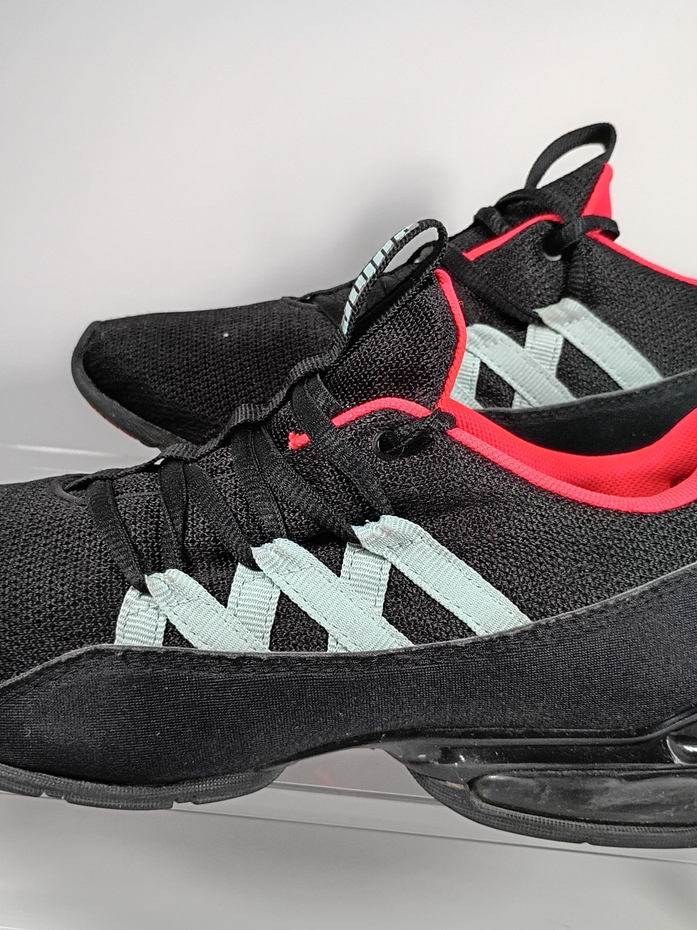 Puma Black Knit Sneakers with Mint Accents and Pink Trim 6.5